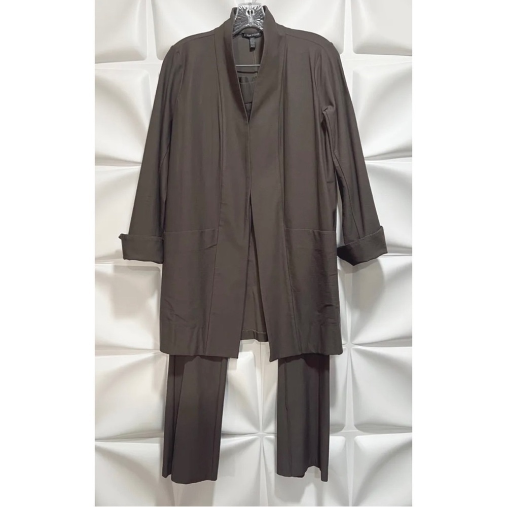 Eileen Fisher Sz XS Gray Longline Cardigan Jacket & Pull On Stretch Pant 2pc Set
